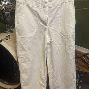 Talbots Pants Womens 4 Cream Cotton Spandex Stretch Chino Capri Khaki